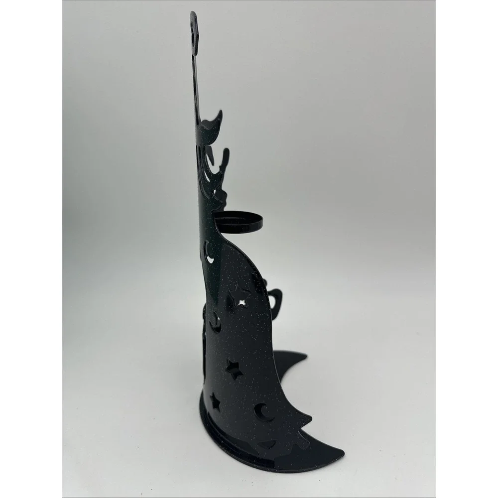 PartyLite Wilemina Witch Tealight Candle Holder‎ P90075 Black GliTTER Halloween - Picture 4 of 6